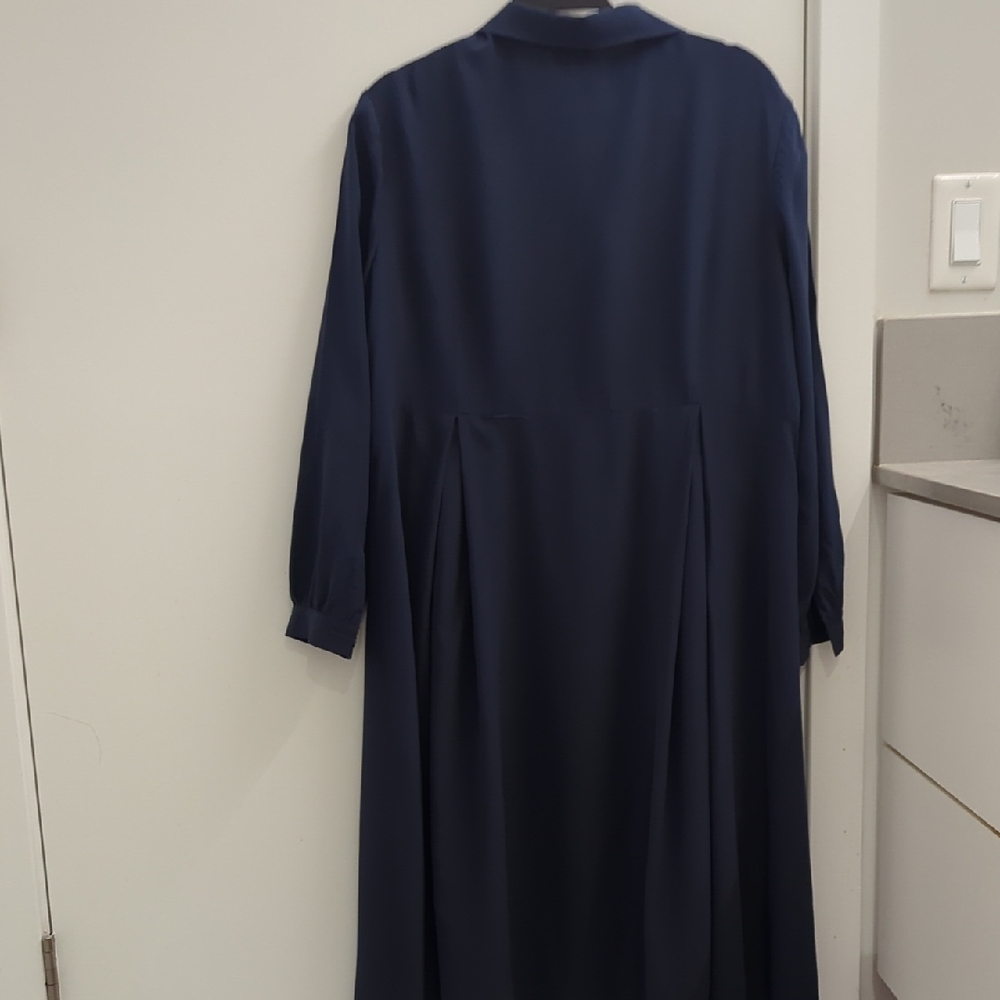 LilySilk Long Sleeve Navy Dress 100% Silk - Picture 7 of 8